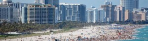 Miami beach and skyline
