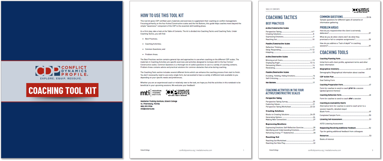 CDP Coaching Tool Kit - Mediation Training Institute